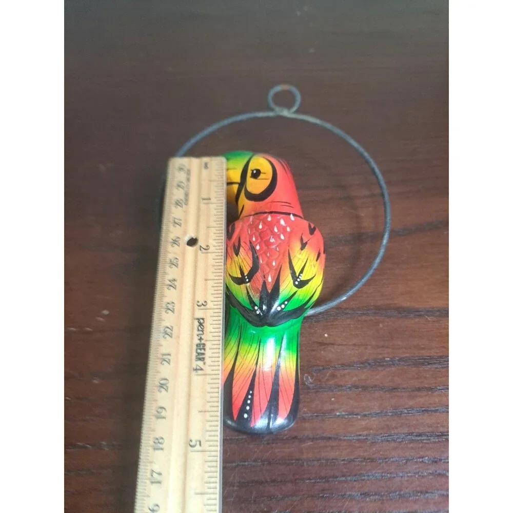 Vintage Mexican Folk Art Pottery Hand Painted Hanging Toucan 5